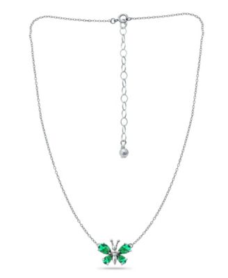 Created Green Quartz Butterfly Necklace