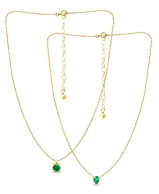 Created Green Quartz Pendant Set, 2 Piece