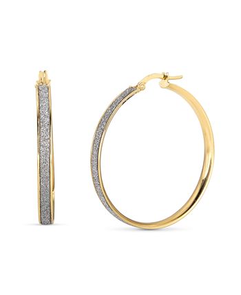 Macy's - Glitter Hoop Earrings in 14k Yellow Gold