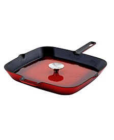 11" Square Enamel Grill Pan with Matching Grill Press
