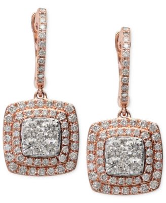 EFFY Collection - Diamond Square Drop Earrings (1-1/4 ct. t.w.)  in 14k White and Rose Gold