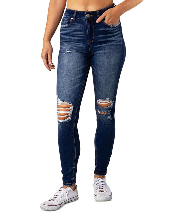 Indigo Rein Juniors' High Rise Curvy Ripped Skinny Jeans - Macy's
