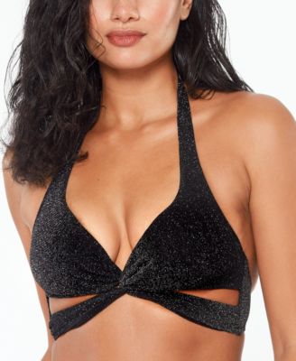 Bar III - Shimmer Twist-Halter Bikini Top