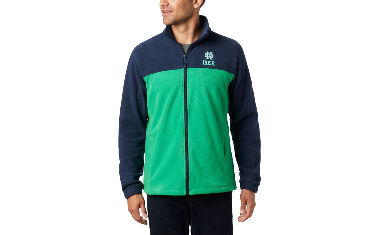 Notre Dame Fighting Irish Men's Flanker Jacket Iii Fleece Full Zip Jacket - Navy/Green