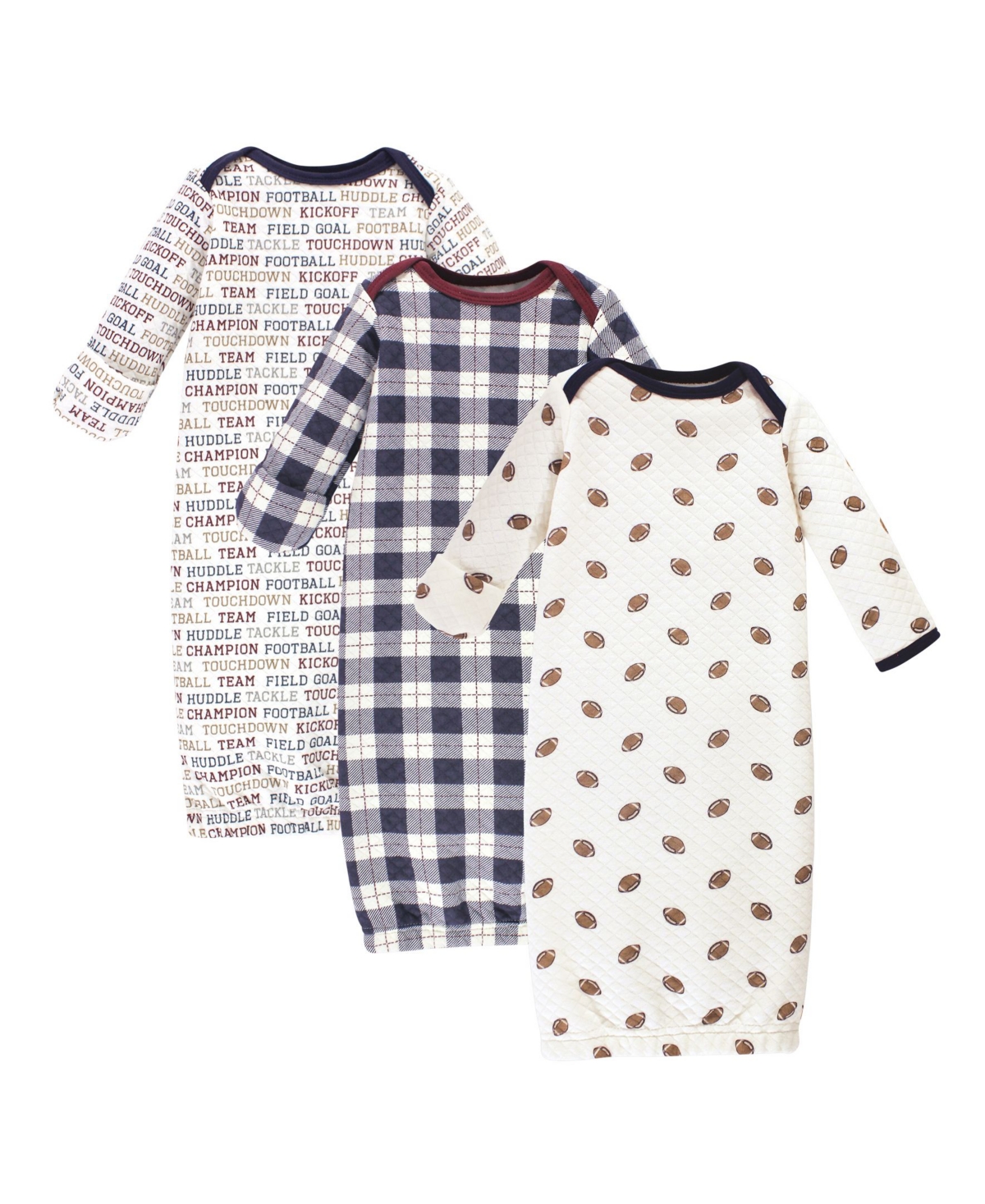 Hudson Baby Baby Girls Quilted Cotton Long-Sleeve Gowns 3pk, Pink Navy Floral, Months