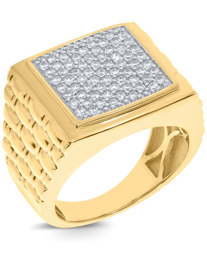 Macy's - Men's Diamond Cluster Ring (1 ct. t.w.) in 10k Gold