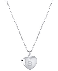 Initial Heart Locket Pendant Necklace in Sterling Silver, 16" + 2" extender, Created for Macy's