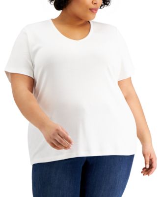 macys plus size white blouses