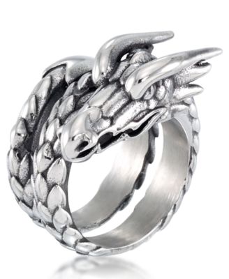 Men's Dragon Coil Ring in Stainless Steel