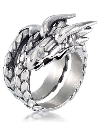 Andrew Charles by Andy Hilfiger Men's Dragon Coil Ring in Stainless ...