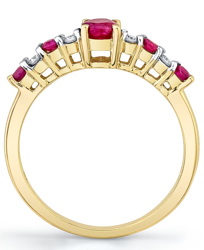 Macy's - Ruby (3/4 ct. t.w.) & Diamond (1/20 ct. t.w.) Ring in 10k Gold