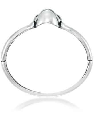 Men's Black Cubic Zirconia Skull Bangle Bracelet in Stainless Steel