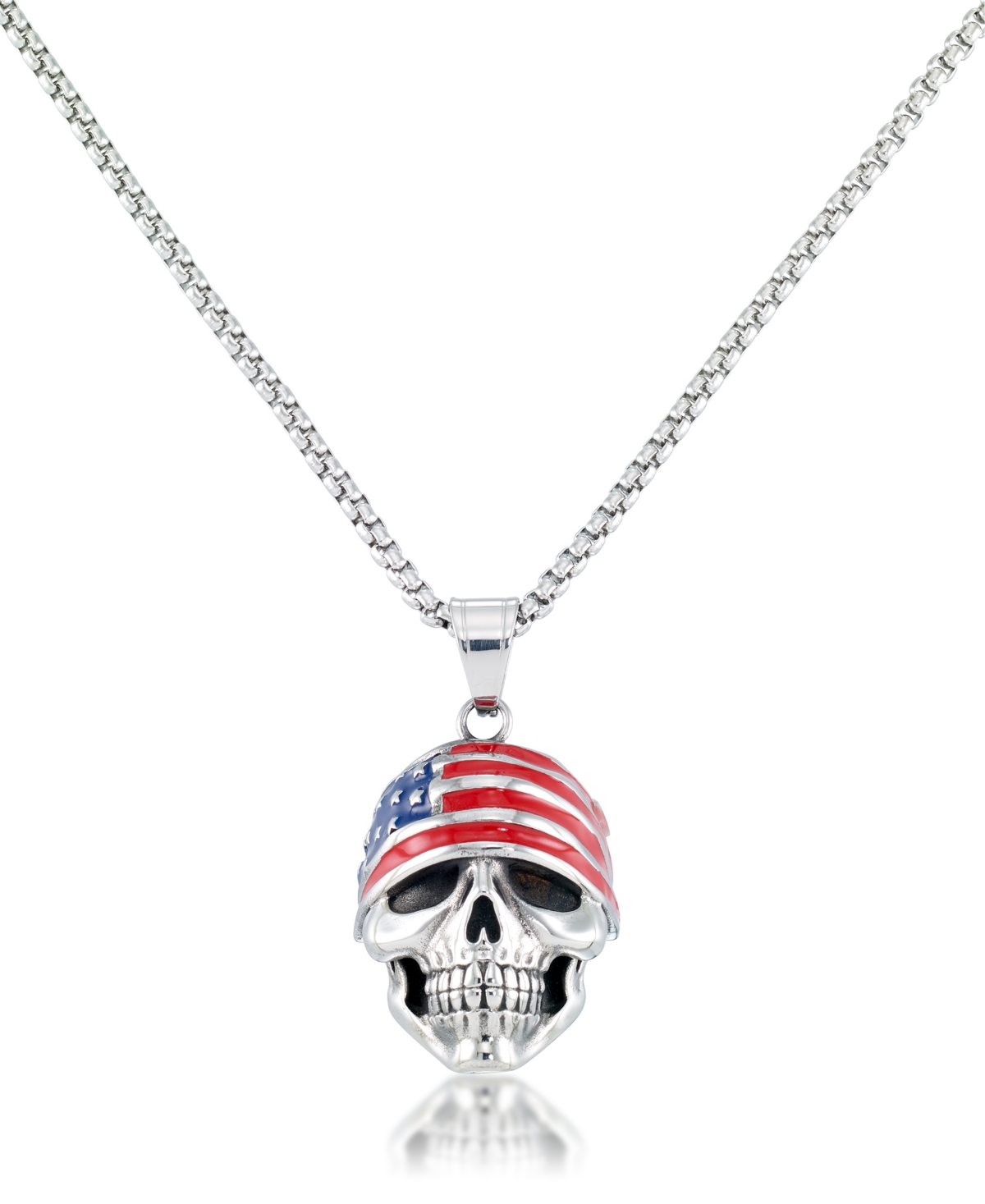 Men's Skull 24" Pendant Necklace in Stainless Steel - Stainless Steel