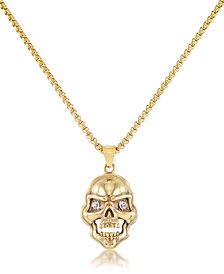 Men's Cubic Zirconia Signature Skull 24" Pendant Necklace in Black Ion-Plated Stainless Steel (Also available in Gold-Tone Ion-Plated Stainless Steel)