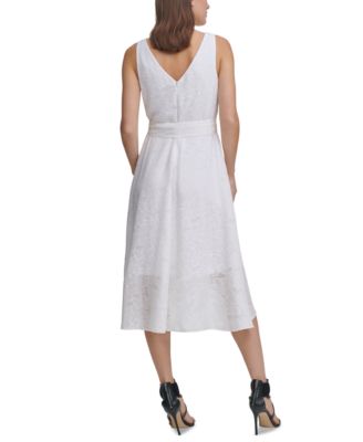 DKNY Textured Faux-Wrap Dress