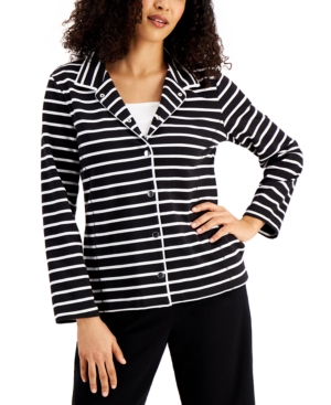 Karen Scott Striped French Terry Jacket Created for Macy's