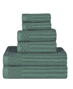 Superior Soho Checkered Border Cotton 6 Piece Towel Set Bedding In Green