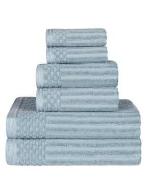 Superior Soho Checkered Border Cotton 6 Piece Towel Set Bedding In Navy