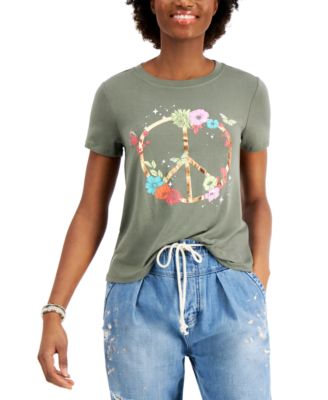 Self Esteem - Juniors' Peace Sign Graphic-Print T-Shirt