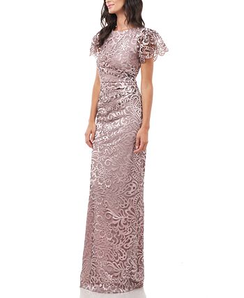 JS Collections Flutter Sleeve Embroidered Gown Macy s