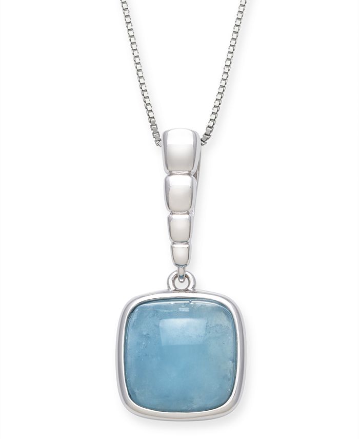 Macy's - Milky Aquamarine 18" Pendant Necklace in Sterling Silver