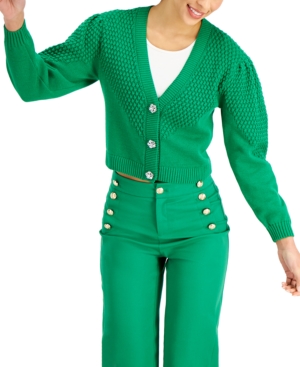 Charter Club Petite Puff-Sleeve Textured Cardigan Created for Macy's