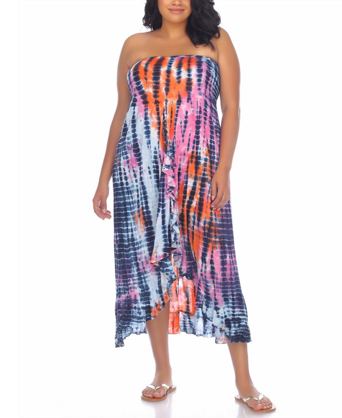 Raviya Plus Size Tie-Dyed Strapless Cover-Up Dress & Reviews ...