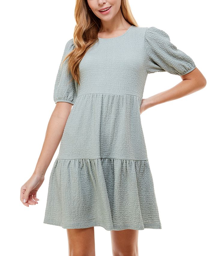 Crystal Doll Juniors Short Sleeve Textured Tiered Dress Macy s