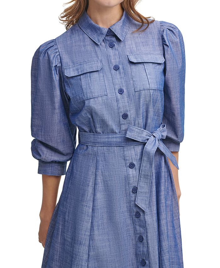 Calvin Klein Women's Solid Midi Shirtdress Blue Size 10 main image 0