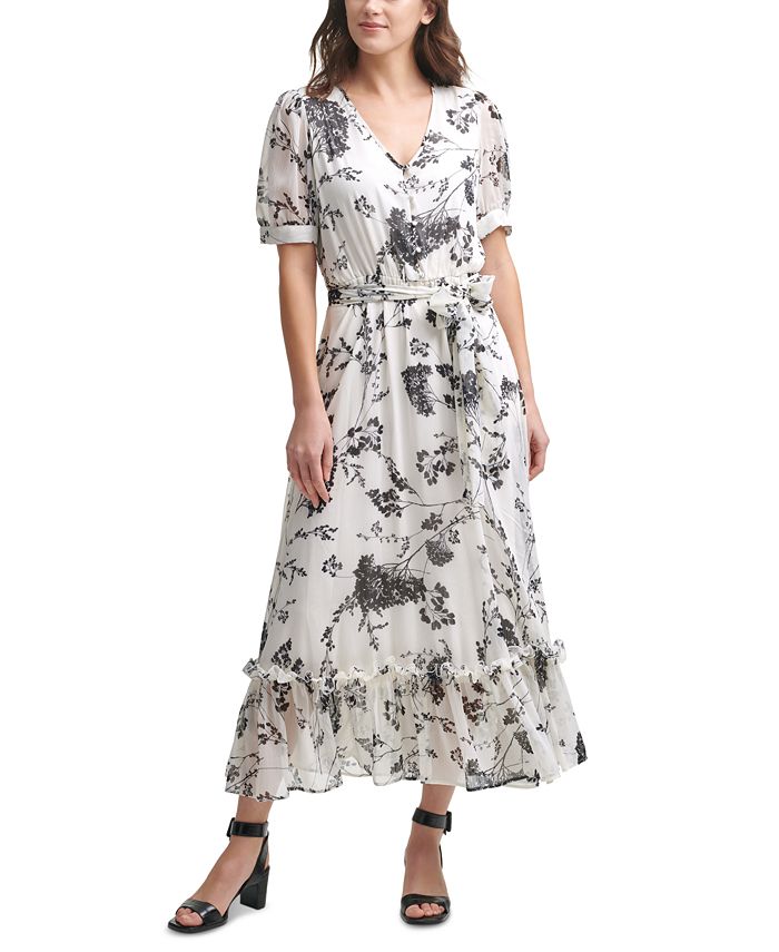 Calvin Klein Floral-Print Chiffon Maxi Dress & Reviews - Dresses - Women -  Macy's