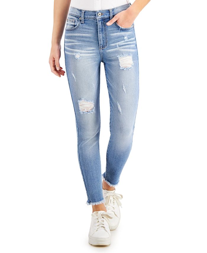 Celebrity Pink Juniors' High Rise Ripped Skinny Jeans - Macy's