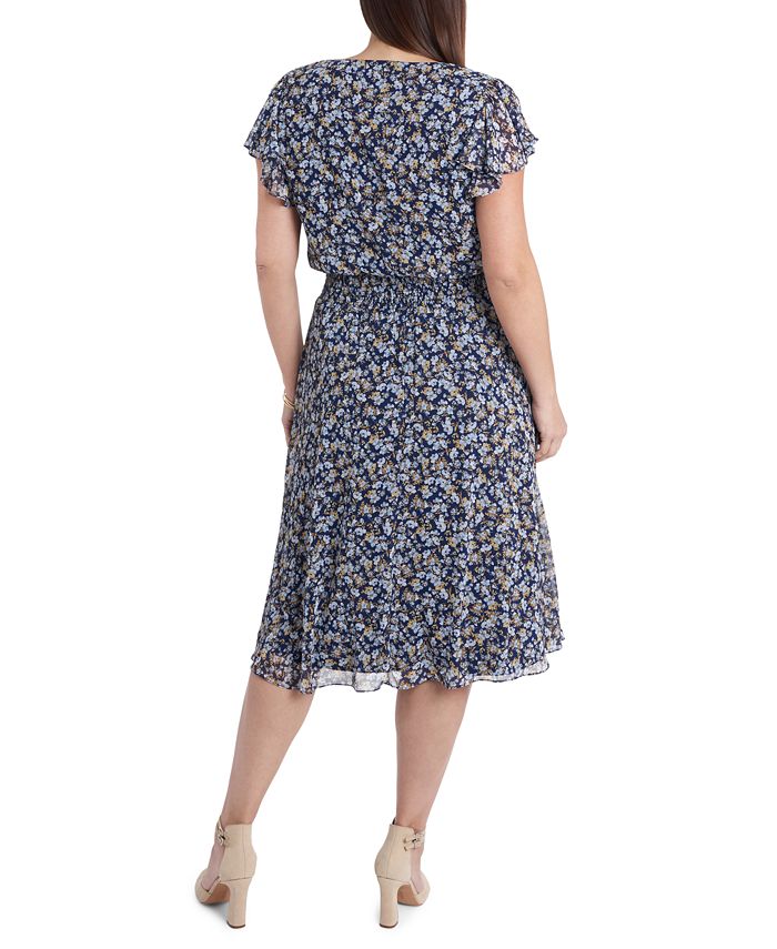MSK Plus Size Smocked-Waist Chiffon Midi Dress - Macy's