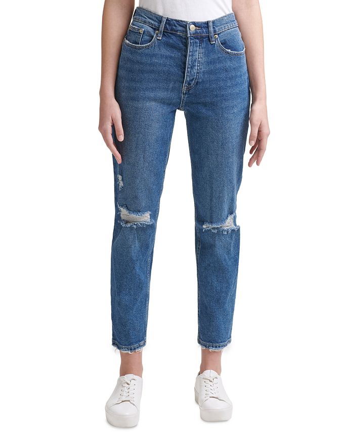 Calvin Klein Jeans Ripped Straight-Leg Jeans & Reviews - Jeans - Juniors -  Macy's