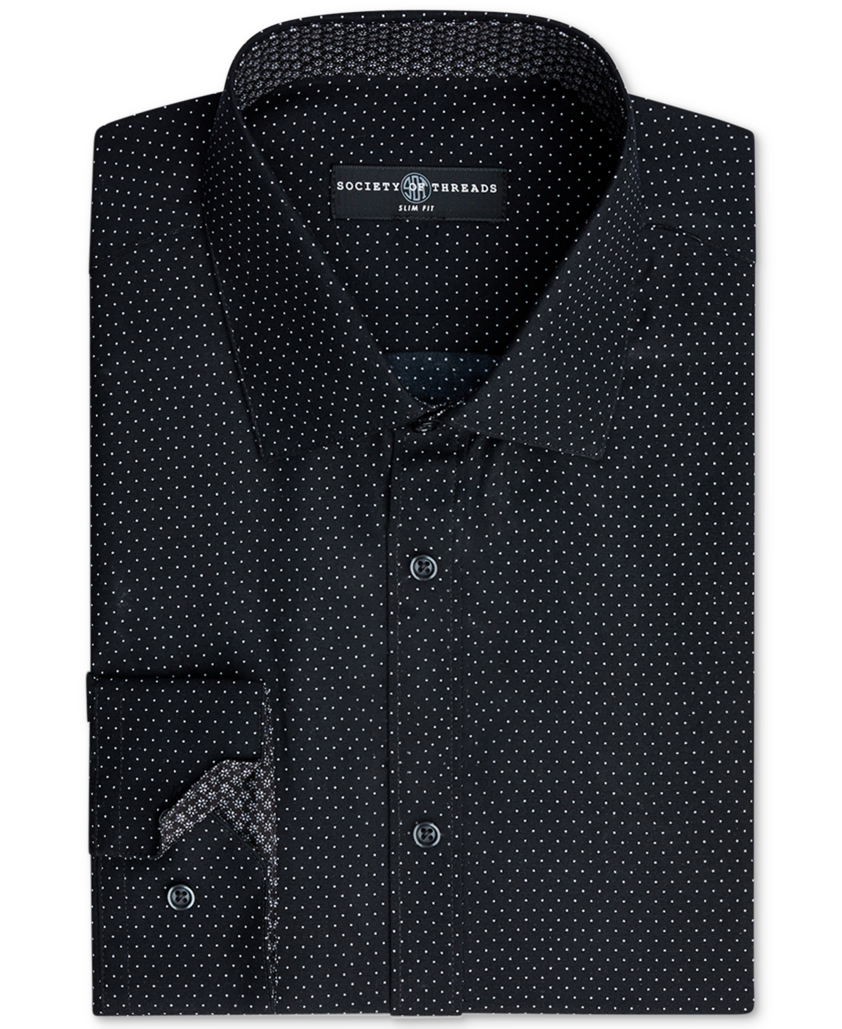 Men's Slim-Fit Non-Iron Performance Print Dress Shirt - Black