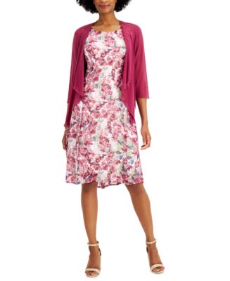 Connected Petite Floral-Print Dress & Jacket - Macy's