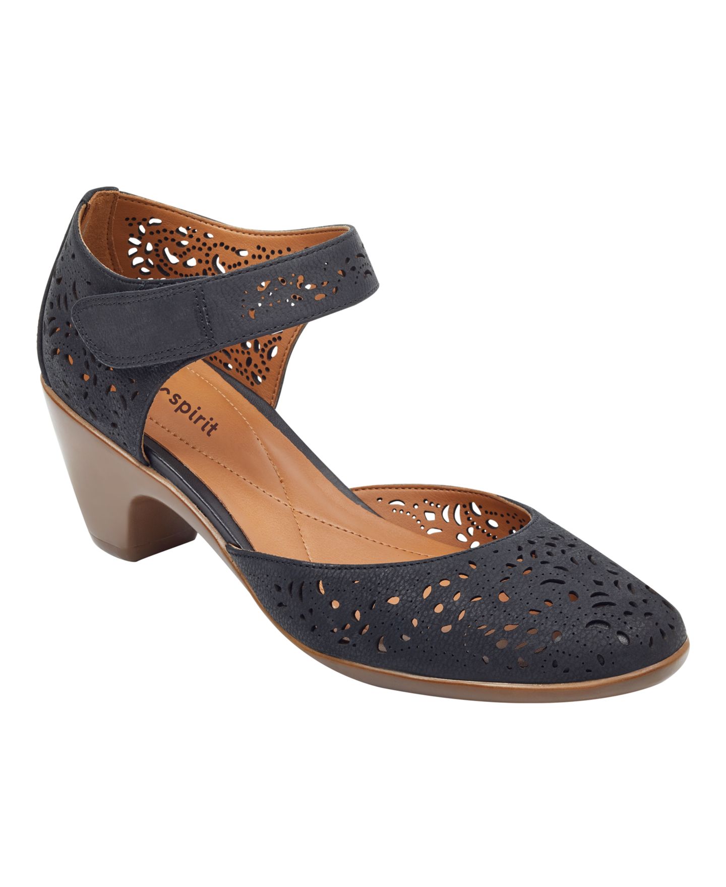 Женские туфли Easy Spirit Cindie Two-Piece Mary Jane Pumps, цвет: Чёрный кожаный — фото 1