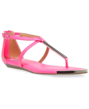 Dv Dolce Vita Labelle T-strap Flat Sandals Women's Shoes In Fuchsia Neon