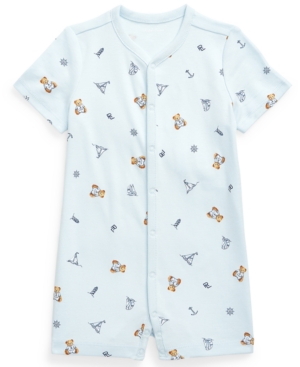 Ralph Lauren Baby Boys Bear-Print Interlock Polo Shortall
