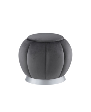 Nicole Miller Javier Upholstered Round Ottoman In Gray