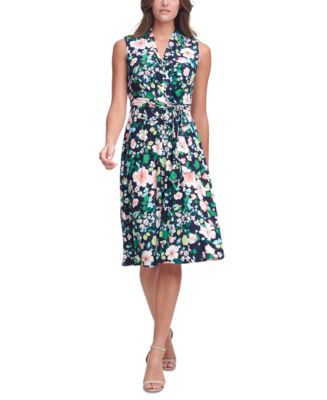 Tommy Hilfiger Floral-print Faux-wrap Dress - Macy's