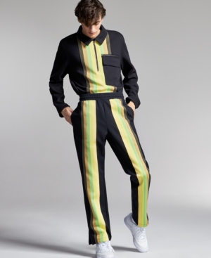 Inc International Concepts Allen Onyia For Inc Men's Regular-fit Colorblocked Stripe Track Pants, Created For Macy's In Deep Black