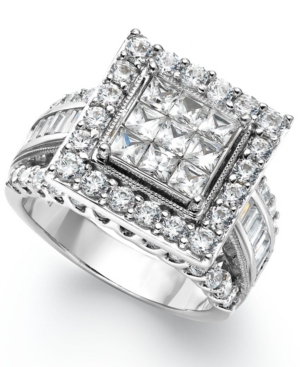 Macy's Diamond Princess Cluster Engagement Ring (2 1/2 Ct. T.w.) In 14k White Gold In White Gold