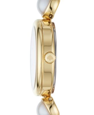 Monroe Gold-Tone Stainless Steel & Faux Pearl Bracelet Watch 24mm