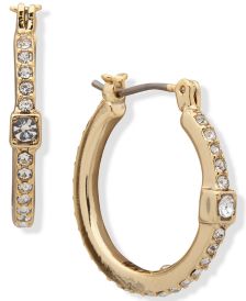 Crystal Cube Small Hoop Earrings, .9"