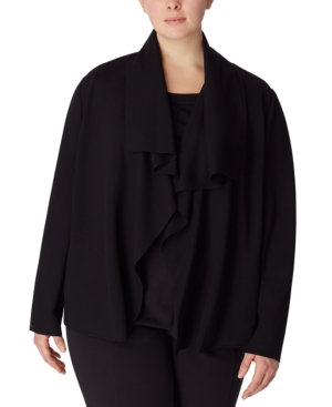 Anne Klein Plus Size Draped Open-Front Jacket
