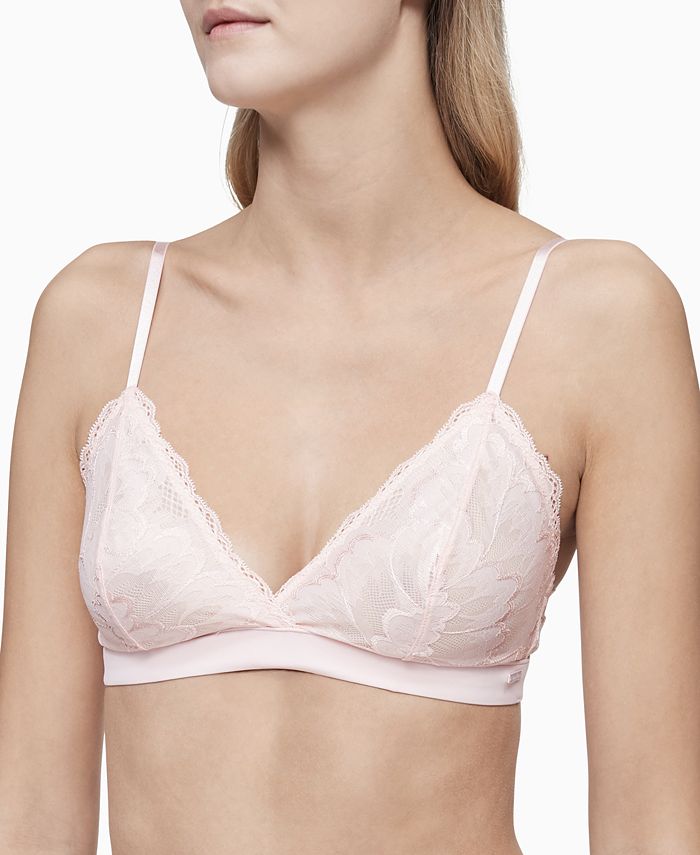 Calvin Klein Women's Hibiscus Lace Unlined Triangle Bralette - Macy's