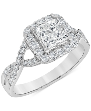 Diamond Princess Halo Ring (1 ct tw) in 14k White Gold