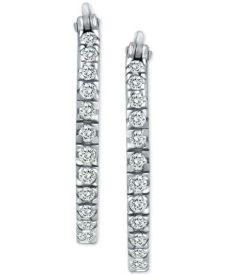 Small Cubic Zirconia In & Out Oval Hoop Earrings in 18k Gold-Plated Sterling Silver, 0.6", Created for Macy's