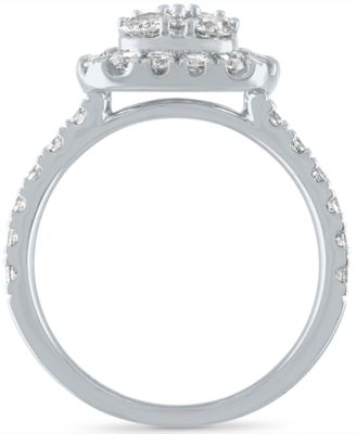 Diamond Cluster 3-Pc. Bridal Set (2 ct. t.w.) in 14k White Gold