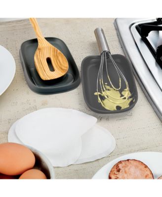 Stainless Double Spoon Rest, Heat-Resistant Double Utensil Holder, 2-Piece Set 